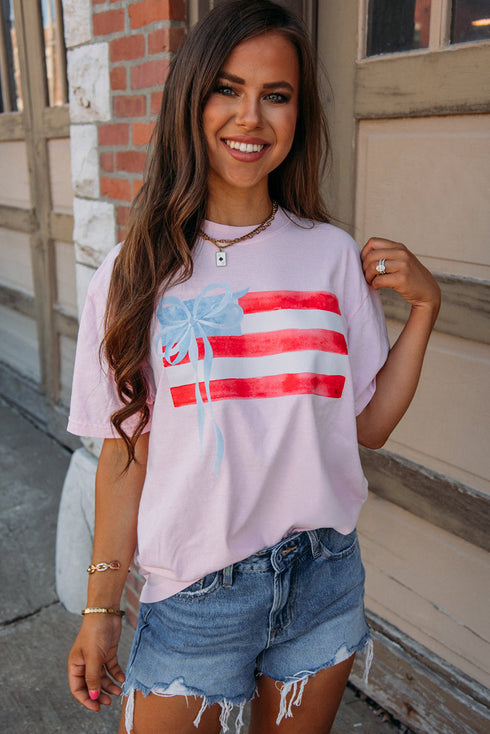 Flag Bow Graphic Crewneck Tee