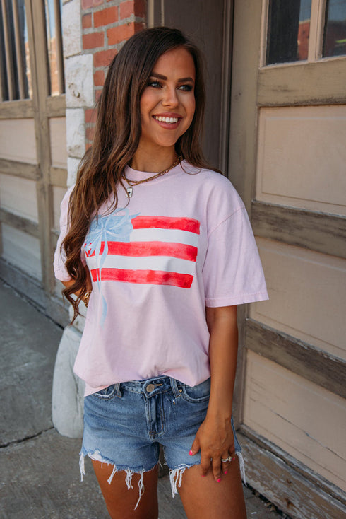 Flag Bow Graphic Crewneck Tee