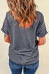 Flag Patterned Heart Graphic Short Sleeve Crew Neck Tee
