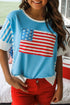 Flag Print Patchwork Stripe Graphic T Shirt