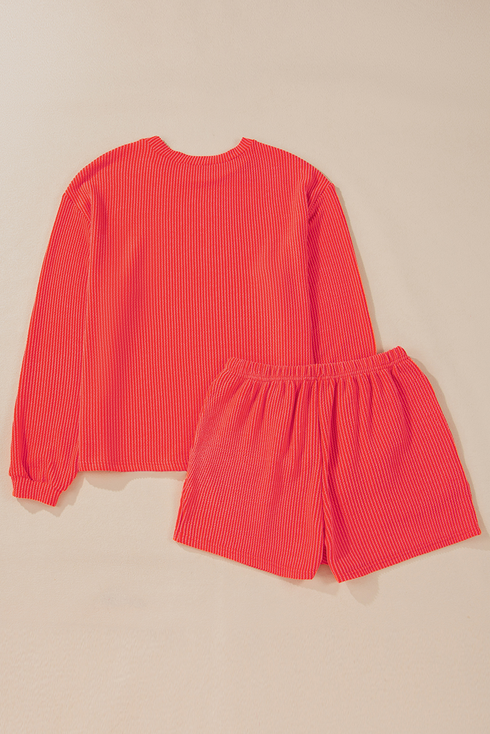 Flame Heart Graphic Corded Pullover And Shorts Set