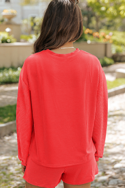 Flame Heart Graphic Corded Pullover And Shorts Set