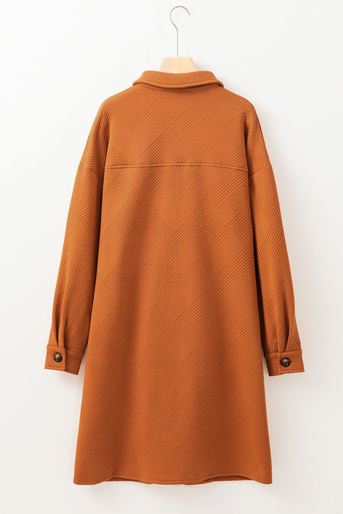 Flame Textured Drop Shoulder Buttoned Duster Coat