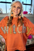 Flamingo Witchy Plaid Slogan Embroidered Patch Tunic Sweatshirt