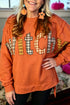 Flamingo Witchy Plaid Slogan Embroidered Patch Tunic Sweatshirt