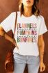 Flannels Pumpkins Bonfires Graphic Print Crewneck Tee