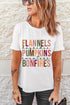 Flannels Pumpkins Bonfires Graphic Print Crewneck Tee