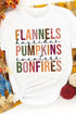 Flannels Pumpkins Bonfires Graphic Print Crewneck Tee