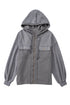 Flap Pocket Drawstring Hood Zip Up Jacket