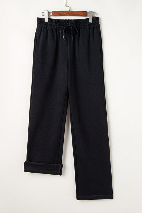 Fleece Lined Drawstring Waist Relaxed Fit Pants