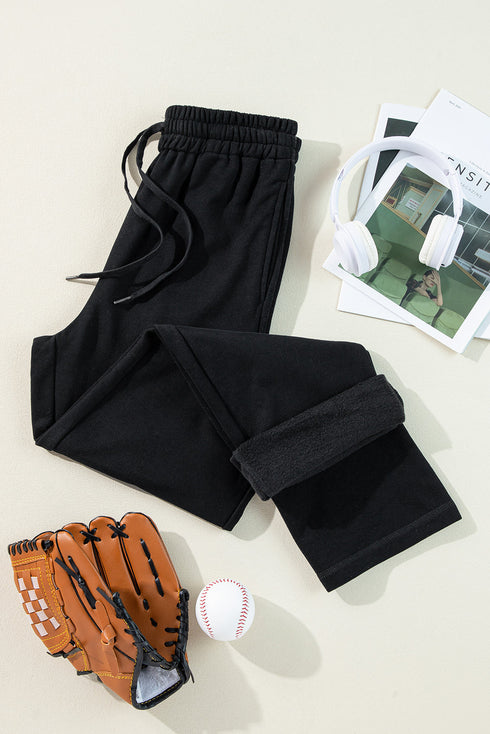 Fleece Lined Drawstring Waist Relaxed Fit Pants