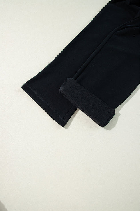 Fleece Lined Drawstring Waist Relaxed Fit Pants