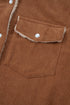 Fleece Lined Flap Pocket Button Down Corduroy Jacket