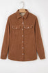 Fleece Lined Flap Pocket Button Down Corduroy Jacket