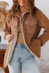Fleece Lined Flap Pocket Button Down Corduroy Jacket