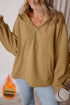 Fleece Lined Half Zipper Kangaroo Pockets Loose Hoodie