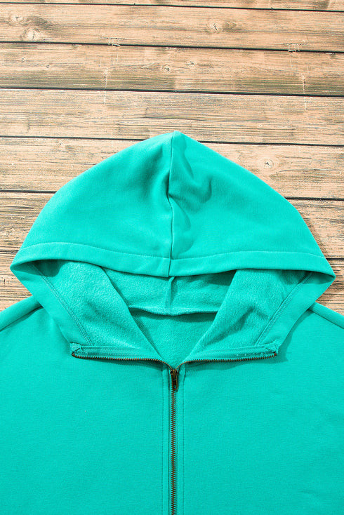 Fleece Lined Half Zipper Kangaroo Pockets Loose Hoodie