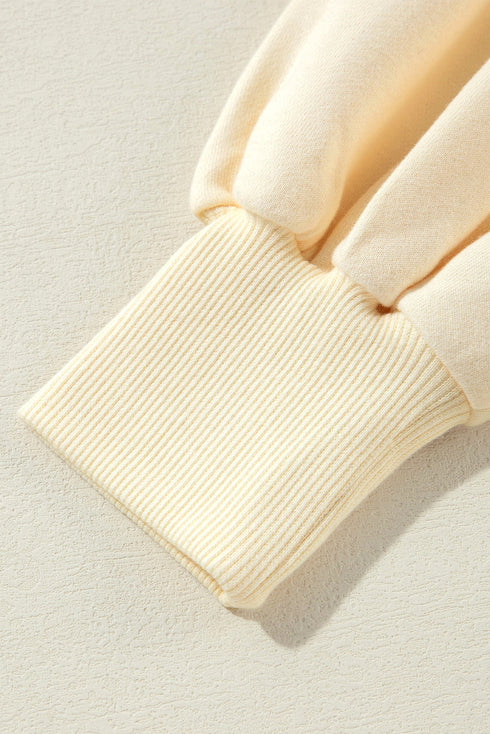 Fleece Lined Half Zipper Kangaroo Pockets Loose Hoodie