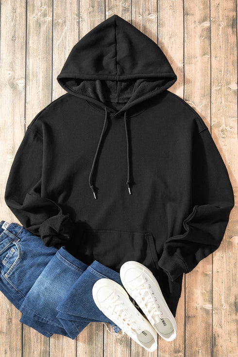Fleece Lined Kangaroo Pocket Drawstring Chunky Hoodie