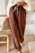 Fleece Lined Leopard Drawstring Elastic Waist Lounge Pants