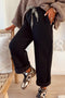 Fleece Lined Leopard Drawstring Elastic Waist Lounge Pants