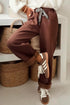 Fleece Lined Leopard Drawstring Elastic Waist Lounge Pants