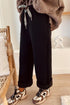 Fleece Lined Leopard Drawstring Elastic Waist Lounge Pants