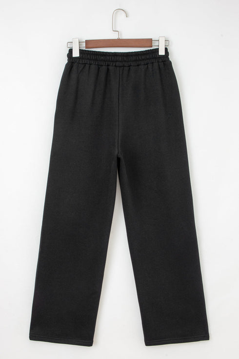 Fleece Lined Leopard Print Drawstring Elastic Waist Pants