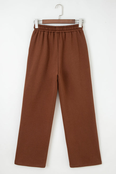 Fleece Lined Leopard Print Drawstring Elastic Waist Pants