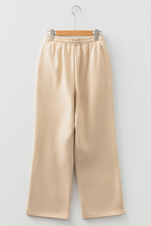 Fleece Lined Leopard Print Drawstring Elastic Waist Pants