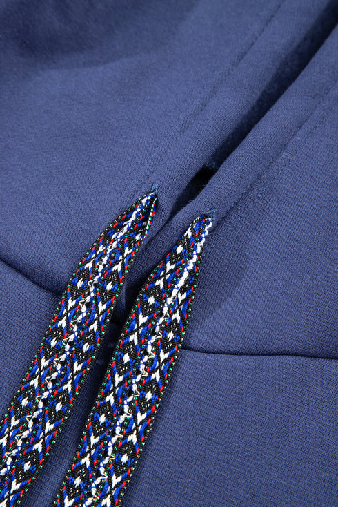 Fleece Lined Oversize Drawstring Hood Balloon Sleeve Tunic Hoodie