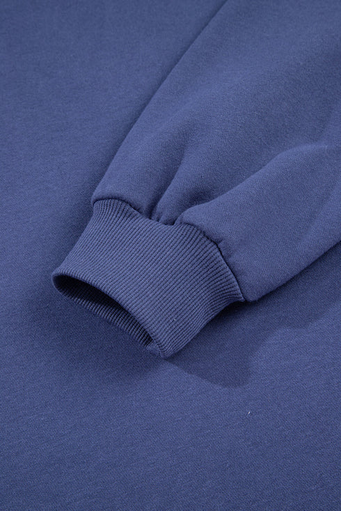 Fleece Lined Oversize Drawstring Hood Balloon Sleeve Tunic Hoodie