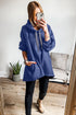 Fleece Lined Oversize Drawstring Hood Balloon Sleeve Tunic Hoodie