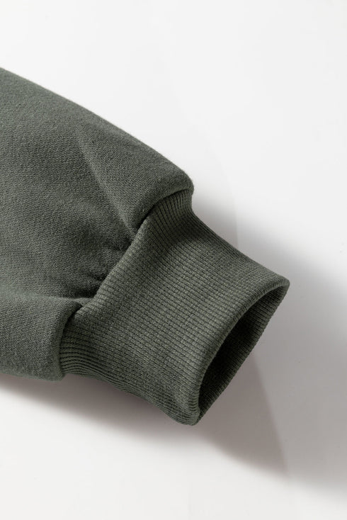 Fleece Lined Oversize Drawstring Hood Balloon Sleeve Tunic Hoodie