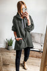 Fleece Lined Oversize Drawstring Hood Balloon Sleeve Tunic Hoodie
