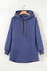 Fleece Lined Oversize Drawstring Hood Balloon Sleeve Tunic Hoodie