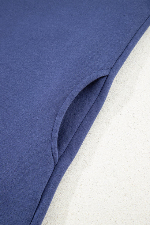 Fleece Lined Oversize Drawstring Hood Balloon Sleeve Tunic Hoodie