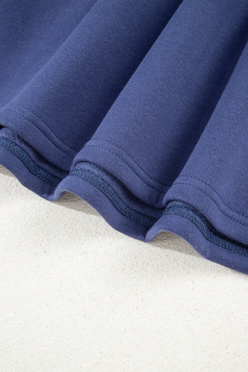 Fleece Lined Oversize Drawstring Hood Balloon Sleeve Tunic Hoodie