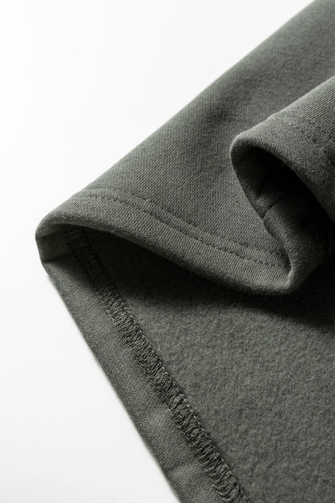 Fleece Lined Oversize Drawstring Hood Balloon Sleeve Tunic Hoodie