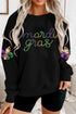 Fleur De Lis And Script Graphic Pullover Sweatshirt