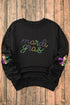 Fleur De Lis And Script Graphic Pullover Sweatshirt