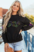 Fleur De Lis And Script Graphic Pullover Sweatshirt