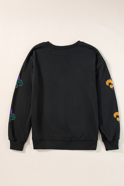 Fleur De Lis Chenille Patch Crewneck Sweatshirt