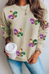 Fleur De Lis Graphic Print Crew Neck Sweatshirt