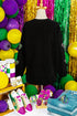Fleur De Lis Sequin Patch Corded Ribbed Pullover