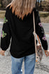 Fleur De Lis Sequin Patch Corded Ribbed Pullover