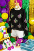 Fleur De Lis Sequin Patch Corded Ribbed Pullover
