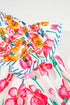 Floral And Stripe Split Neck Short Sleeve Blouse