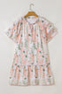 Floral And Striped Mixed Print A Line Mini Dress