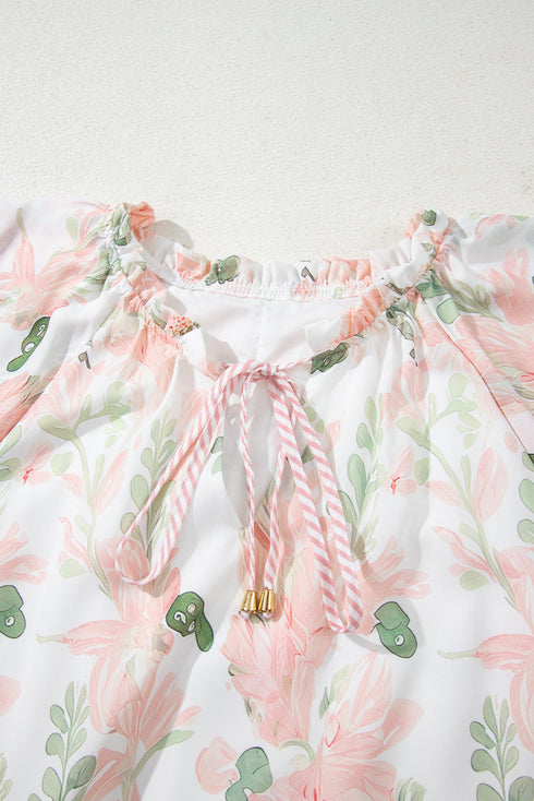 Floral And Striped Mixed Print A Line Mini Dress